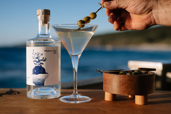 Dirty Martini Cocktail Recipe - Wildberry Road Gin Margaret River Western Australia
